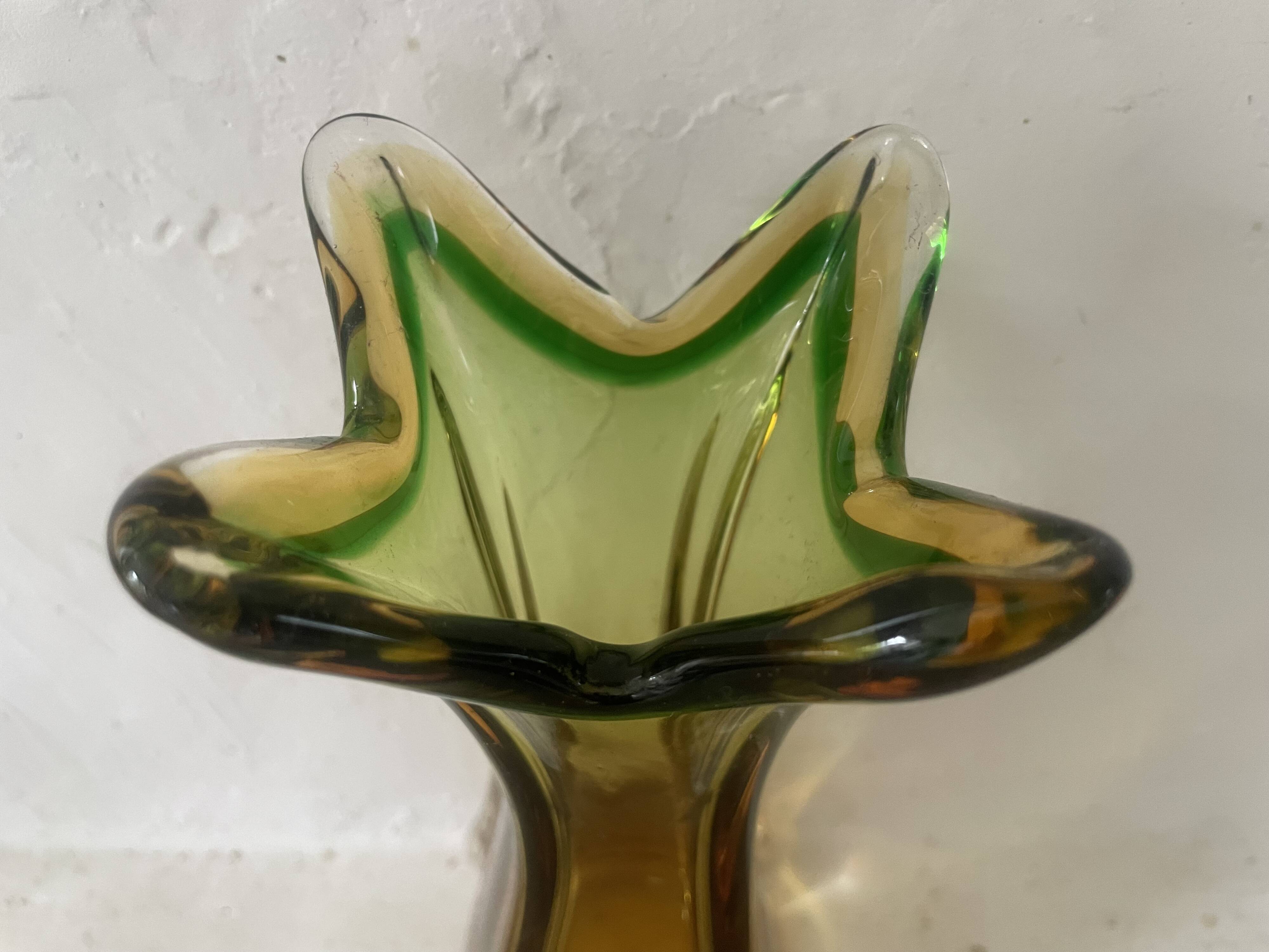 Amber Murano glass vase circa 1960