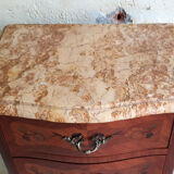 Chiffonnier Louis XV marquetry and marble