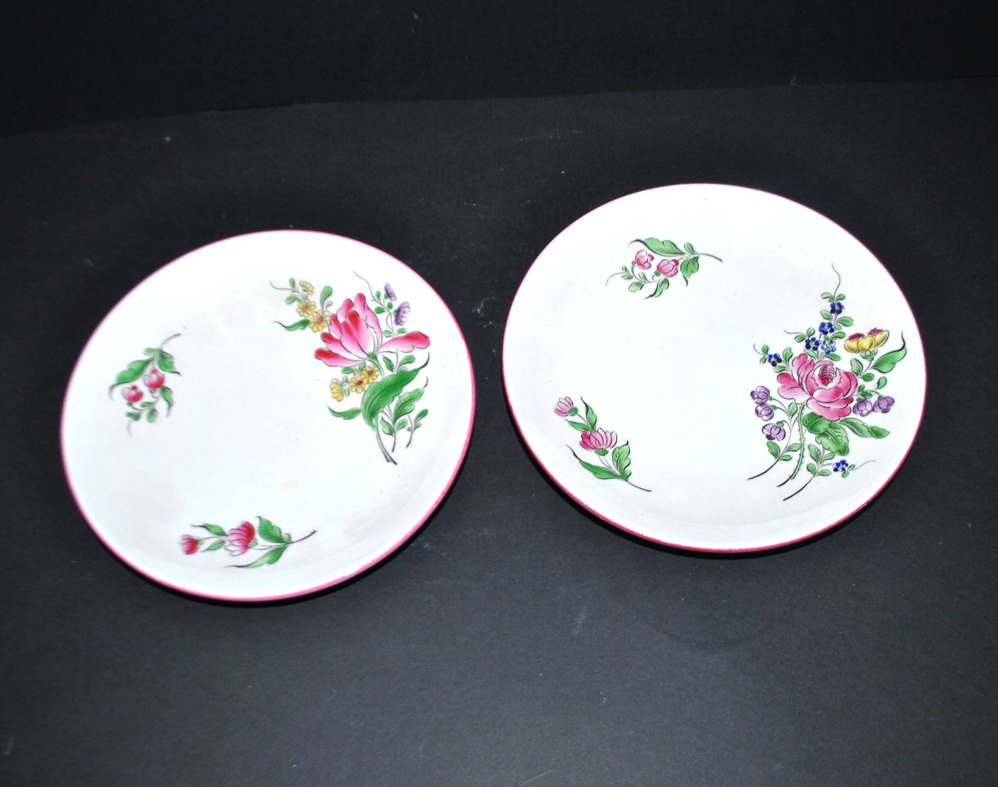 Set of 2 Lunéville earthenware lentil plates with floral decor, Street lamp 17cm