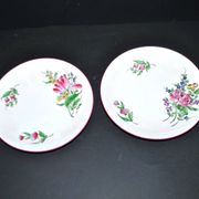 Set of 2 Lunéville earthenware lentil plates with floral decor, Street lamp 17cm