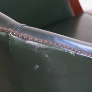 Green Cowhide Leather and Wooden Side/Dining/Desk Chair in English Style