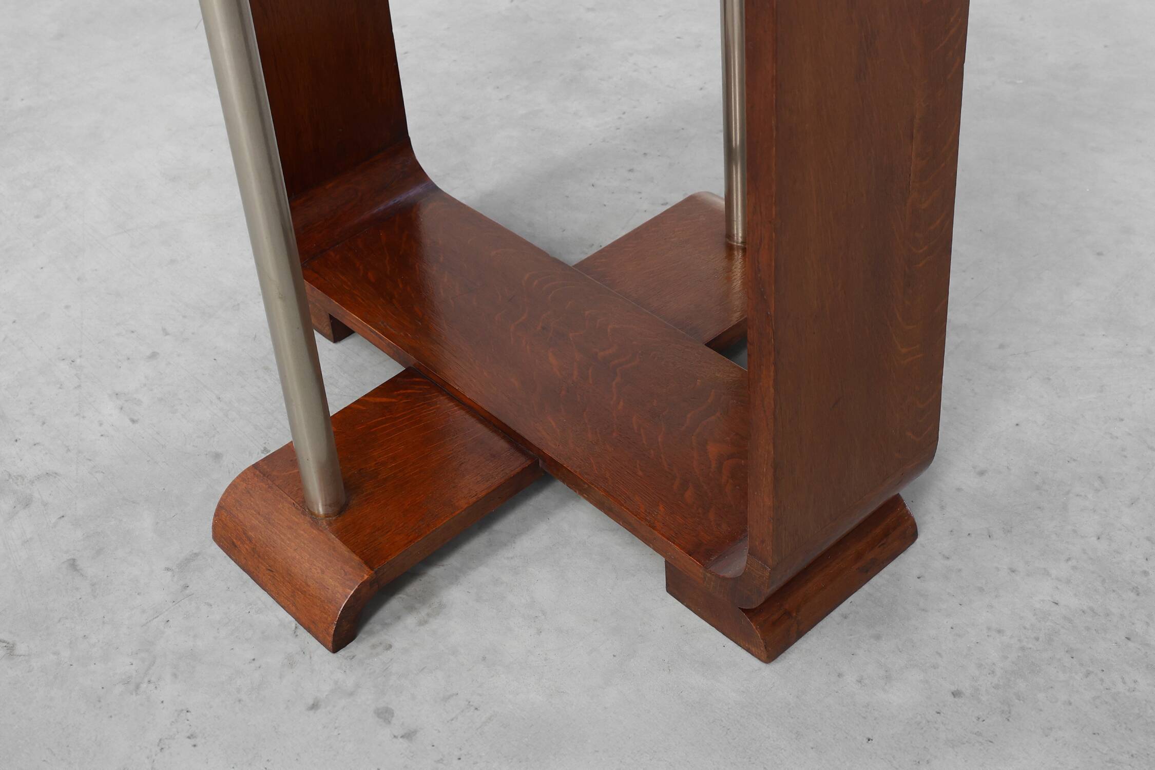 Art Deco square side table in oak veneer, France ca. 1925
