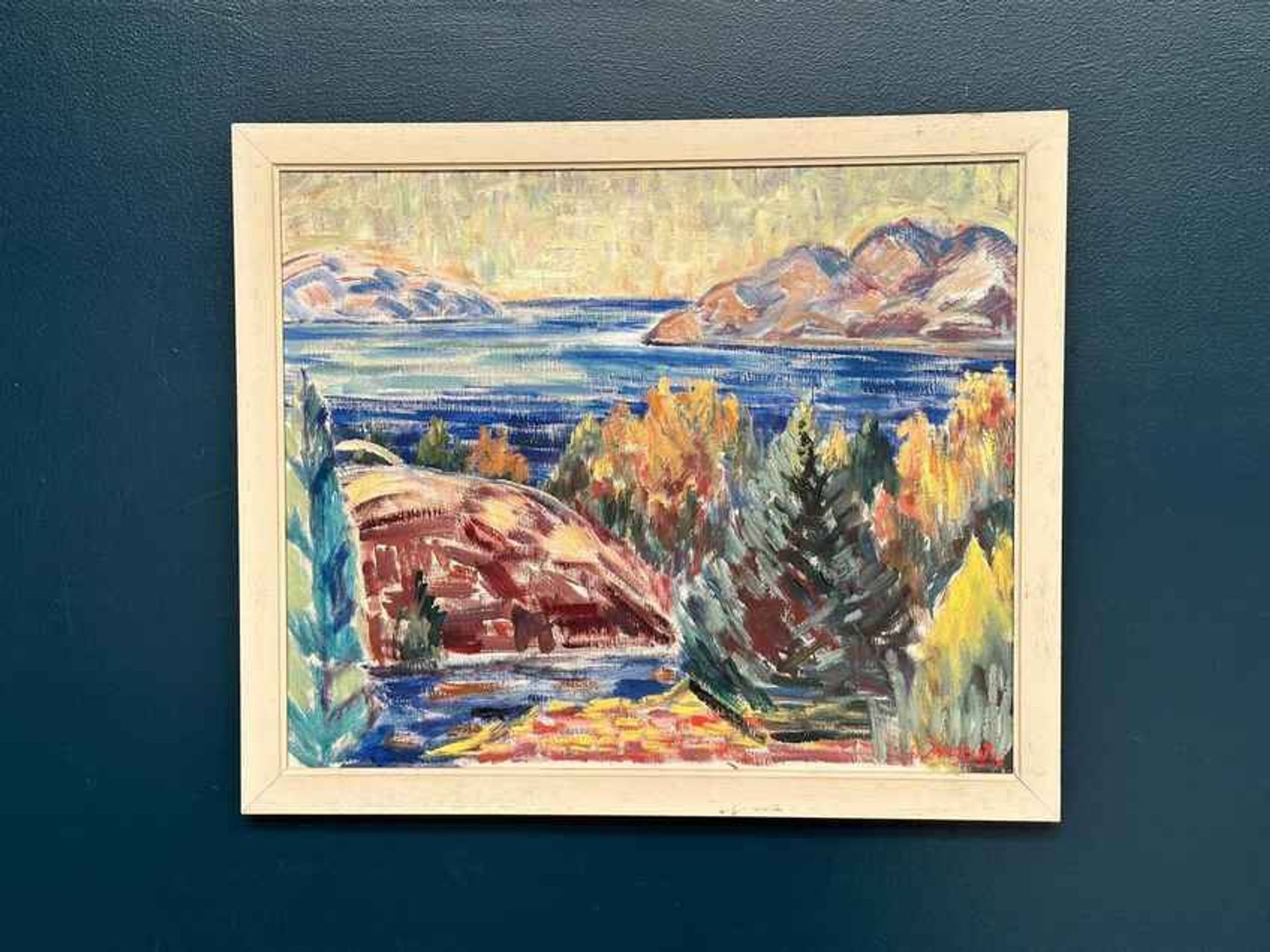 Huile sur toile originale suédoise – « Paysage » par Arvid Herbert