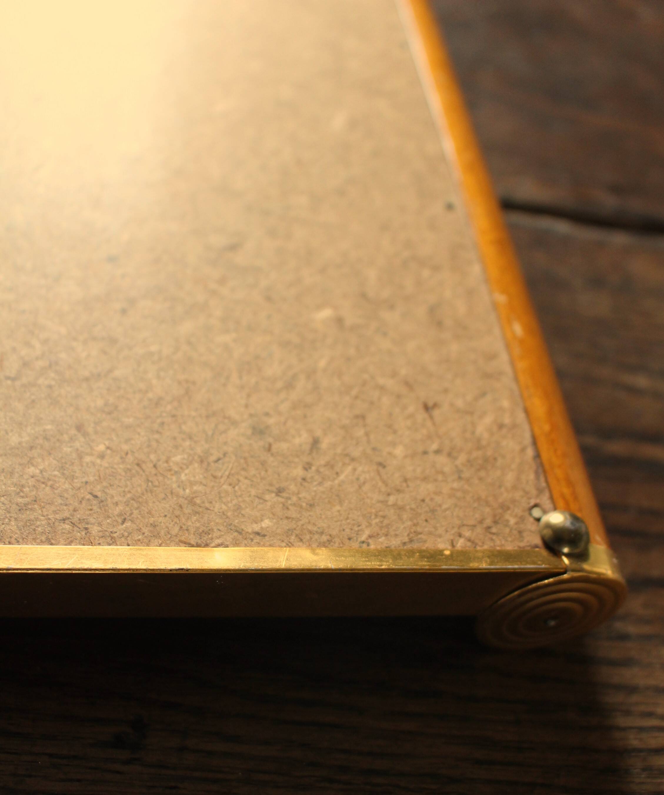 Large rectangular wooden mirror tray with vintage gilding