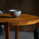 Mid-century Danish round dining table in solid pine, 1970s.