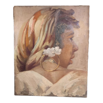 Portrait painting Moorish woman orientalism oil 30s 40 Pierre Roig