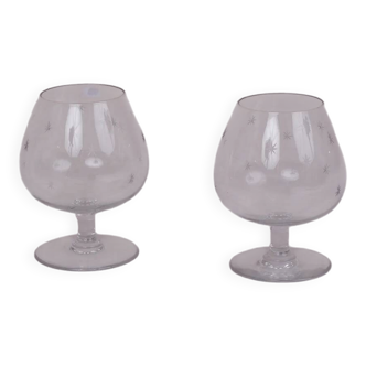 Engraved cognac glasses x2
