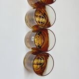 Verreries lorraines cristal set of 6 thick amber whiskey glasses vintage design