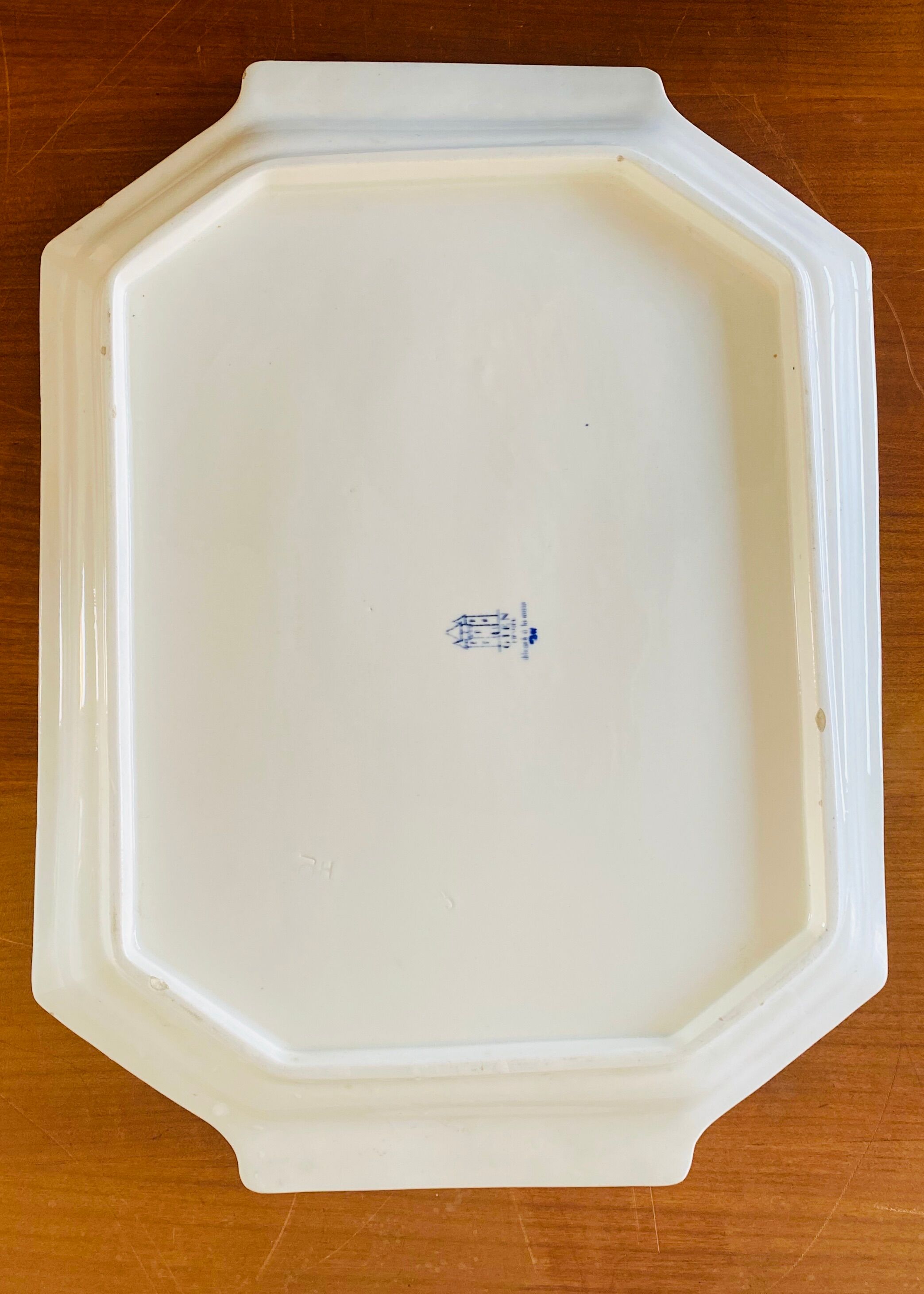 Grand plateau en faience de Gien décor Cachemire, 1960