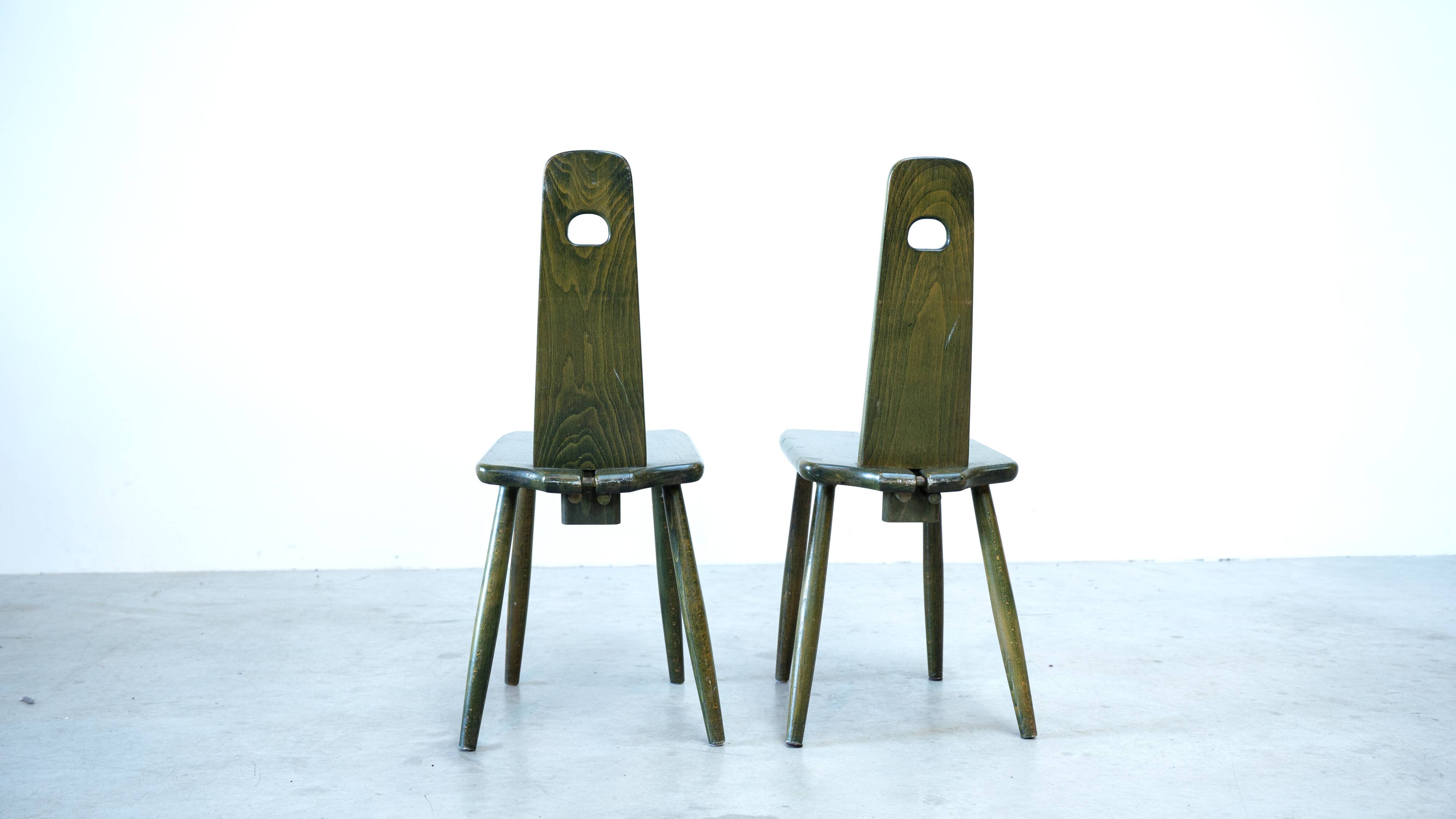 Ensemble de quatre chaises de salle à manger néerlandaises uniques