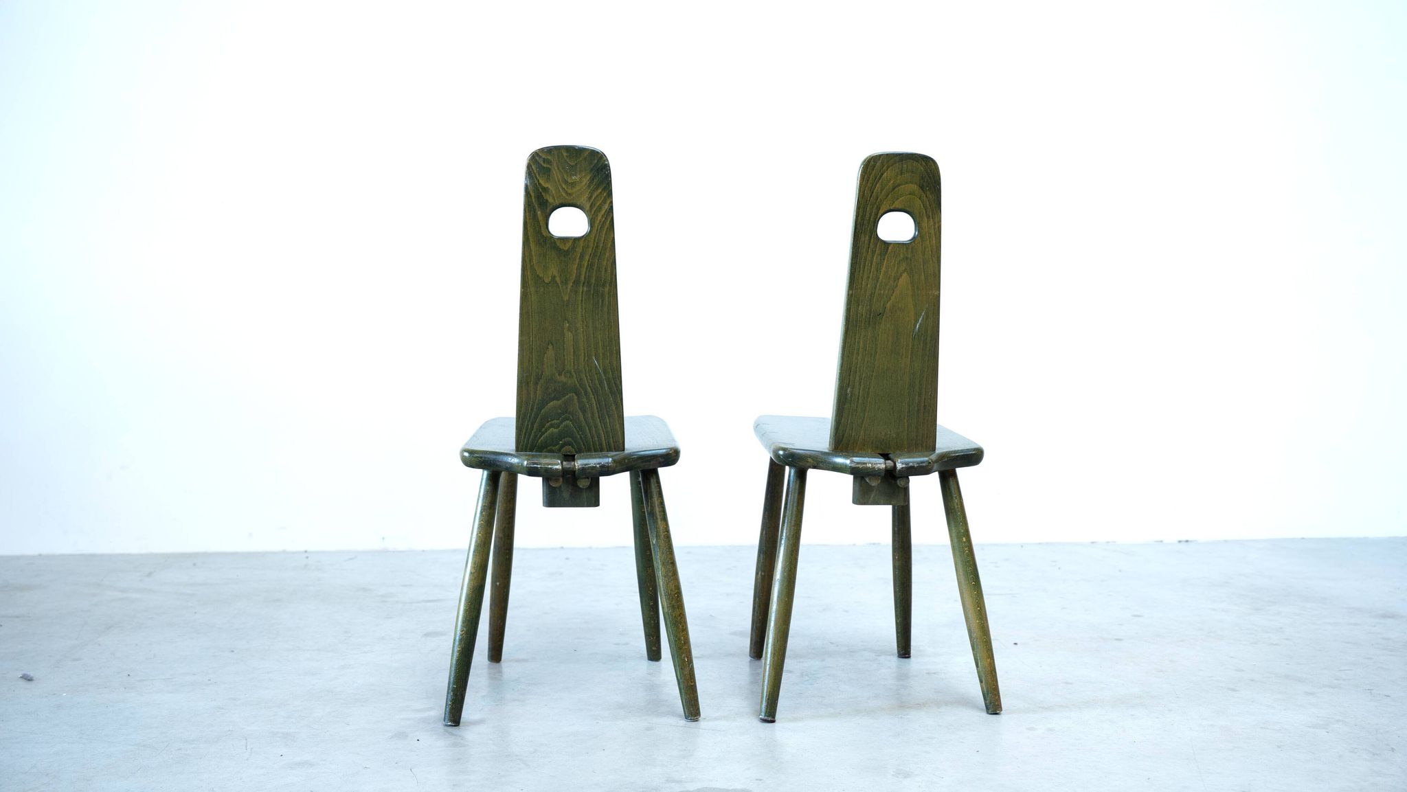 Set of four unique Dutch dining chairs