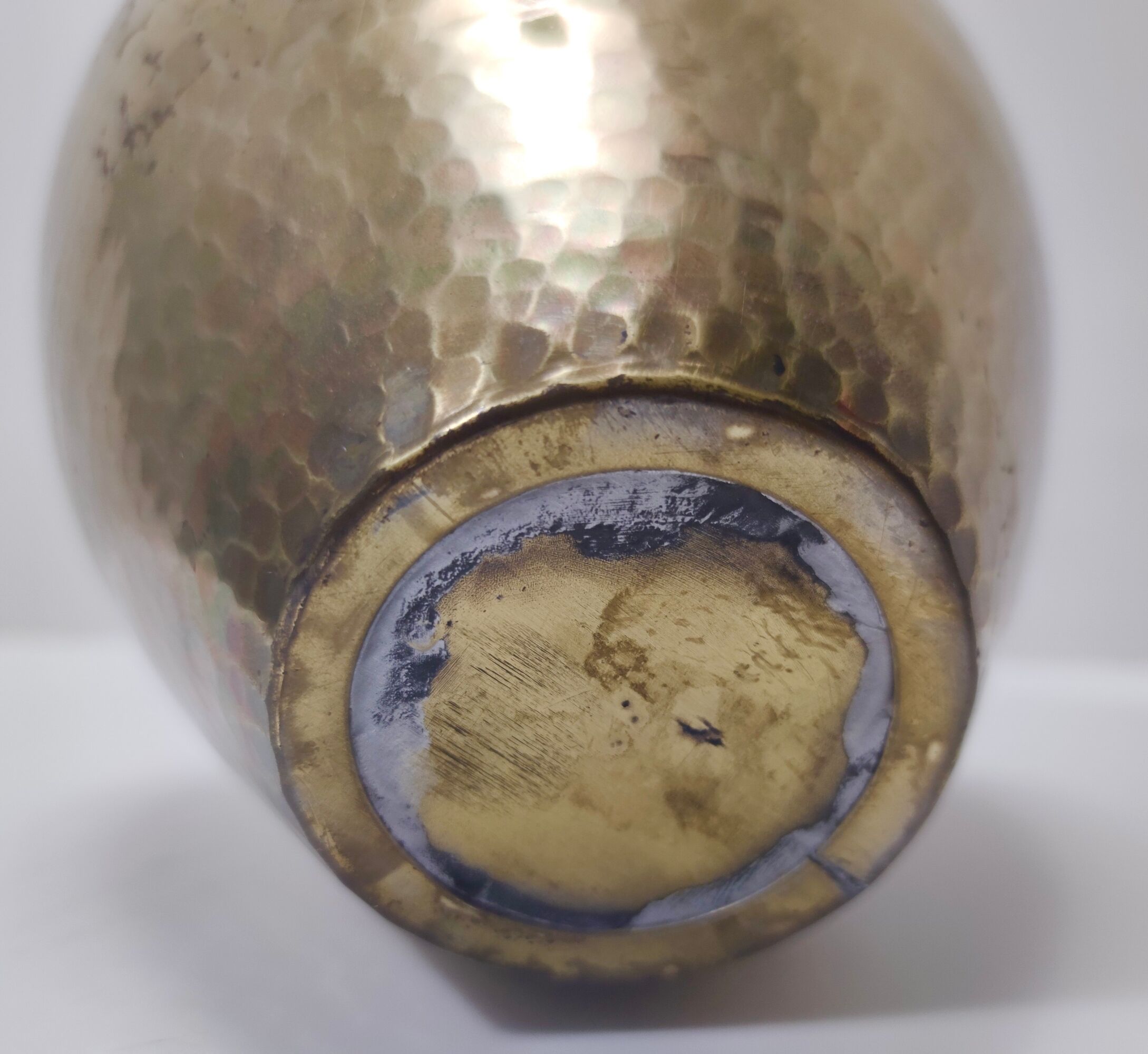 Vintage Embossed Copper and Brass Pitcher Vase by Egidio Casagrande, Italy