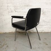 Space Age Black Leather Armchair, 1970s