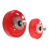 Pair of Space Age 'Spring' wall lamps by ELEKTROFÉM, Hungary, 1970s.