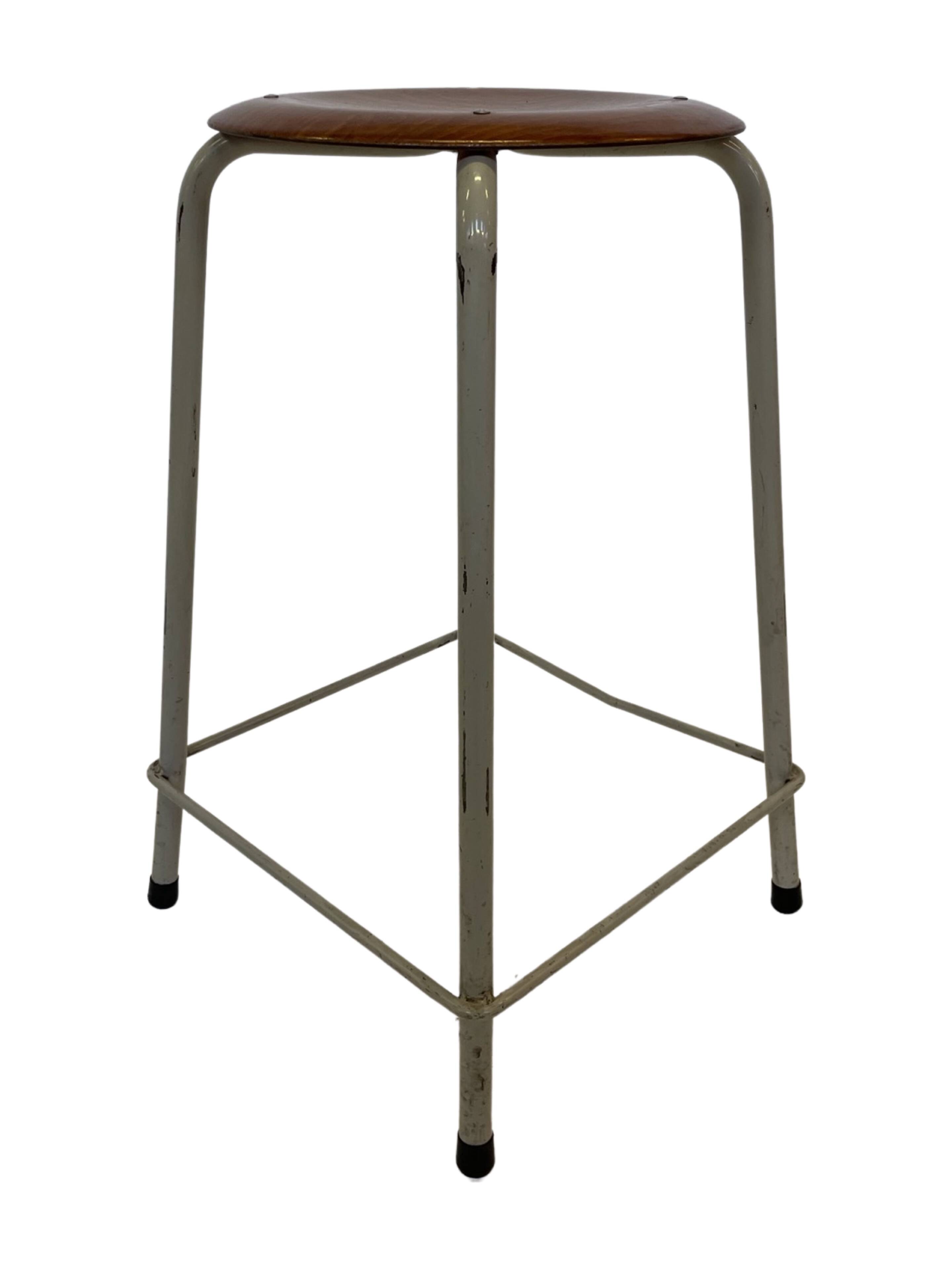 Vintage school stool, 1970s industrial design, Dutch minimalist