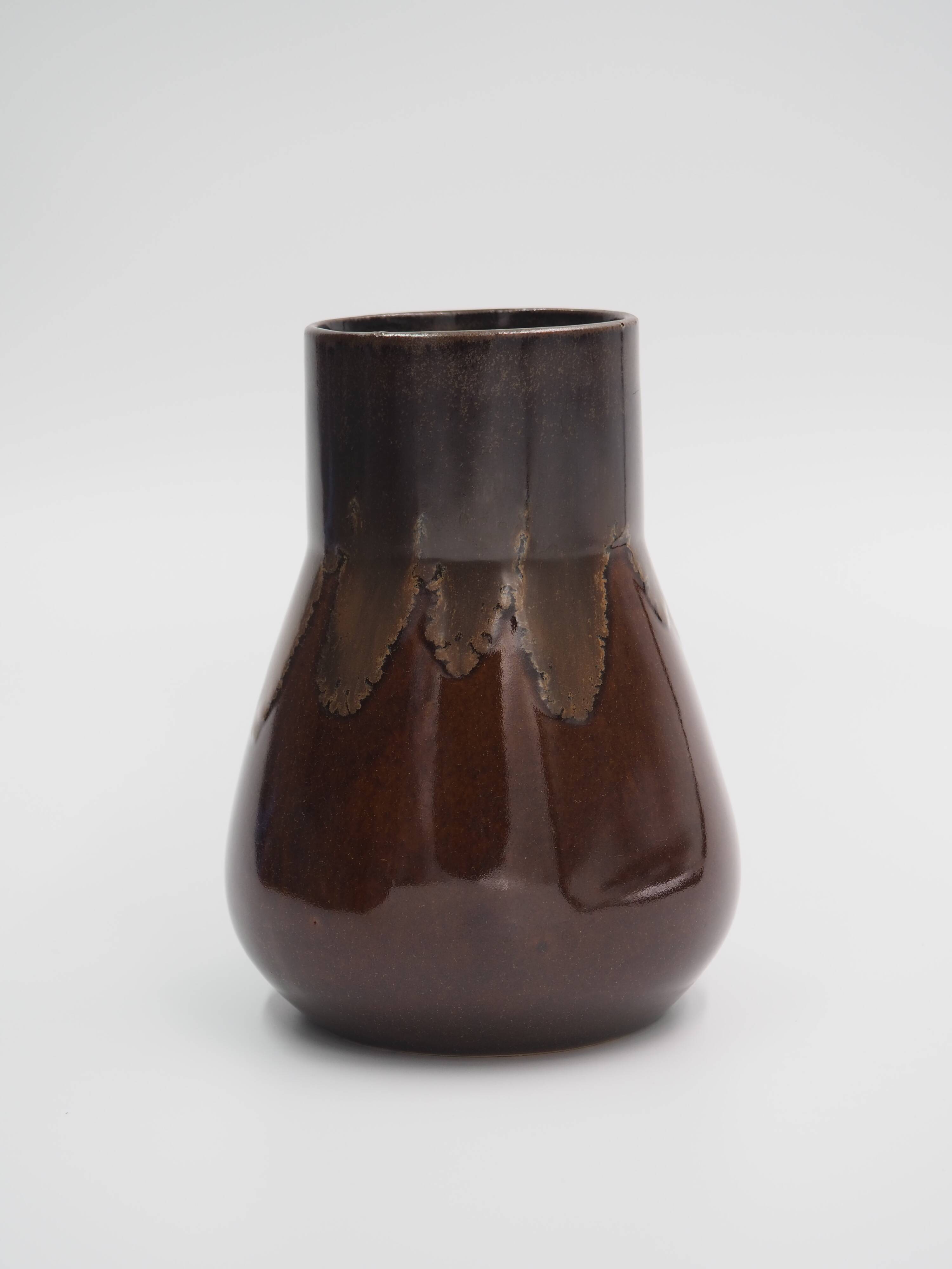 Small brown ceramic vase
