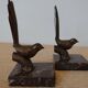 Art Deco bookends signed Jamar – birds in spelter on marble