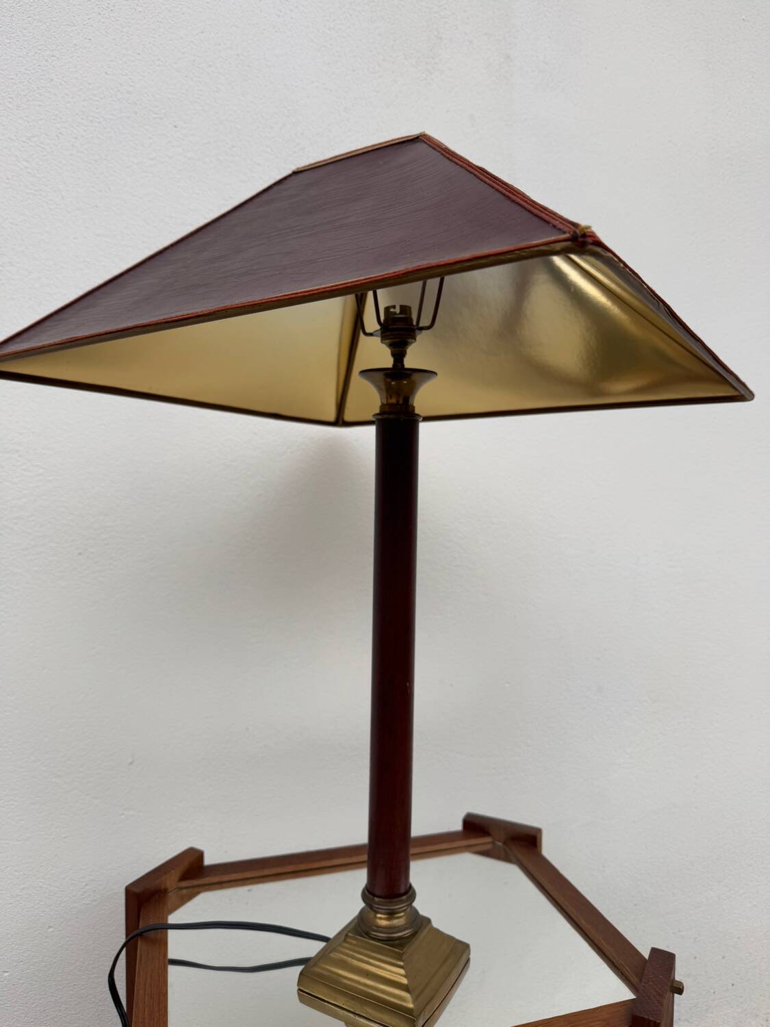 Large teak and bronze lamp from the 1970s
