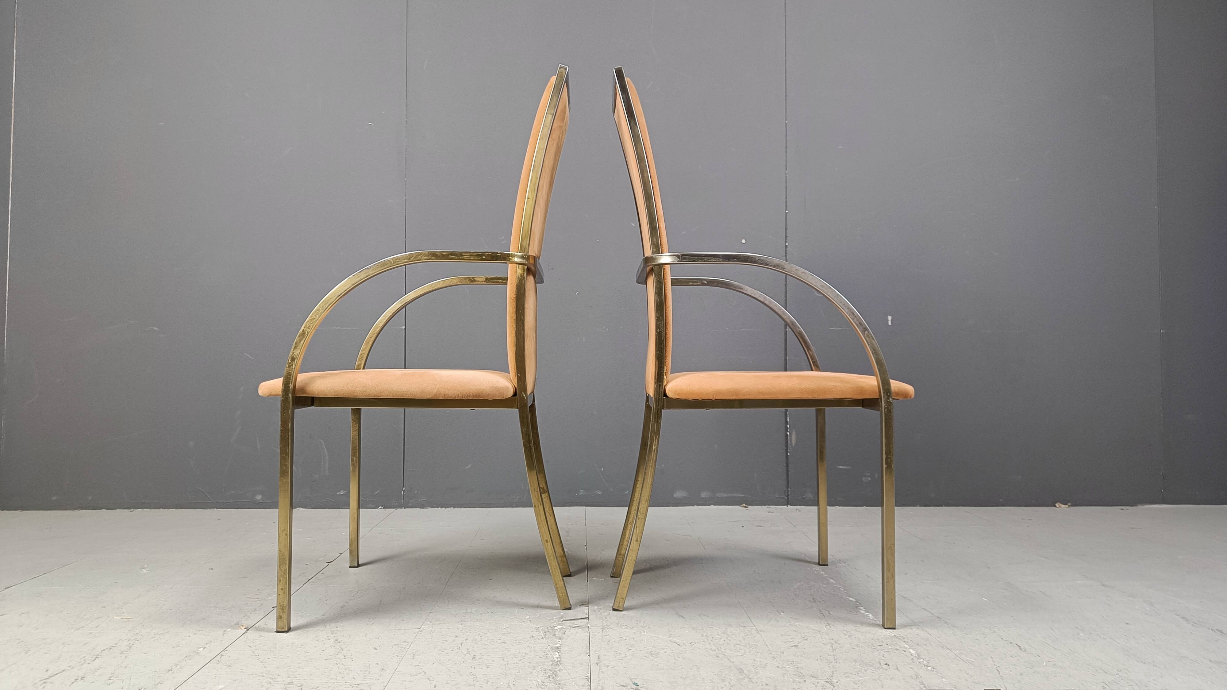 Brass dining chairs by Belgochrom, 1970s - set of 4