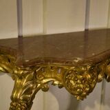 Console en bois doré et marbre XIXème