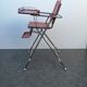 Chaise haute baby flash 1960 chromé et bois rouge
