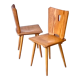 Vintage brutalist pine chairs