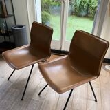 Set of 2 Zanotta chairs - Dan - Cognac leather