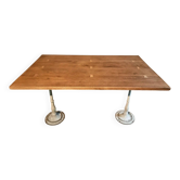 Vintage French table – oak top and cast iron legs (130 cm)