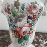 Pair of large 19th century church vases in painted white Paris porcelain