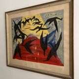 Lars s'en prend. "le salaire des oiseaux". lithographie en couleurs, signée et numérotée 39/60