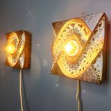 Pair of ceramic brutalist wall lamps by Pan Leuchten, 1960s