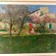 Landscape Painting Oil on Panel Early 1900s Italy Antique Painting