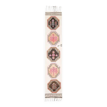 1980s Vintage Turkish Hand-Knotted Wool Cotton White Runner Rug 75x385