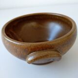 Brown Digoin stoneware bowl with handles