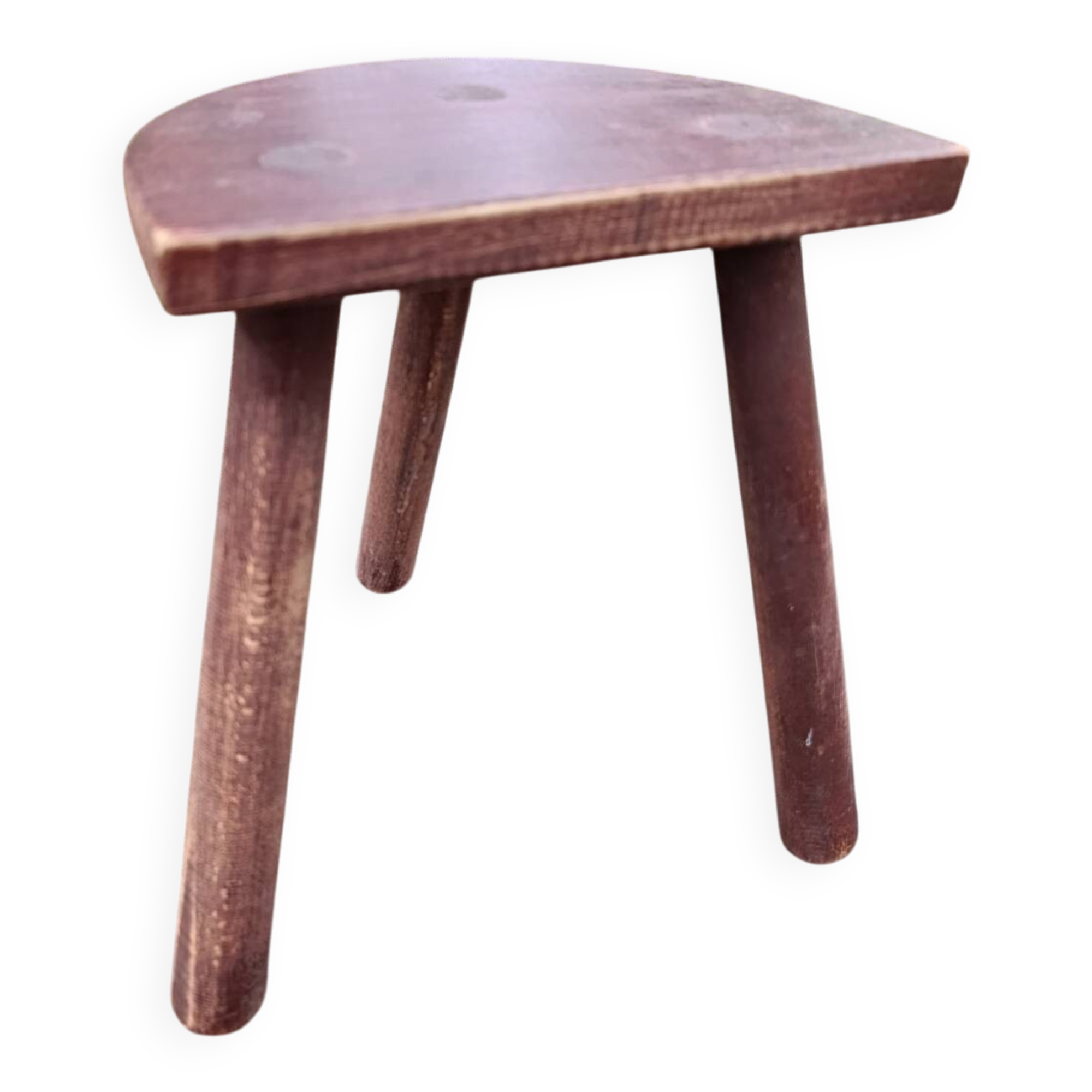 old wooden shepherd's stool tripod half-moon