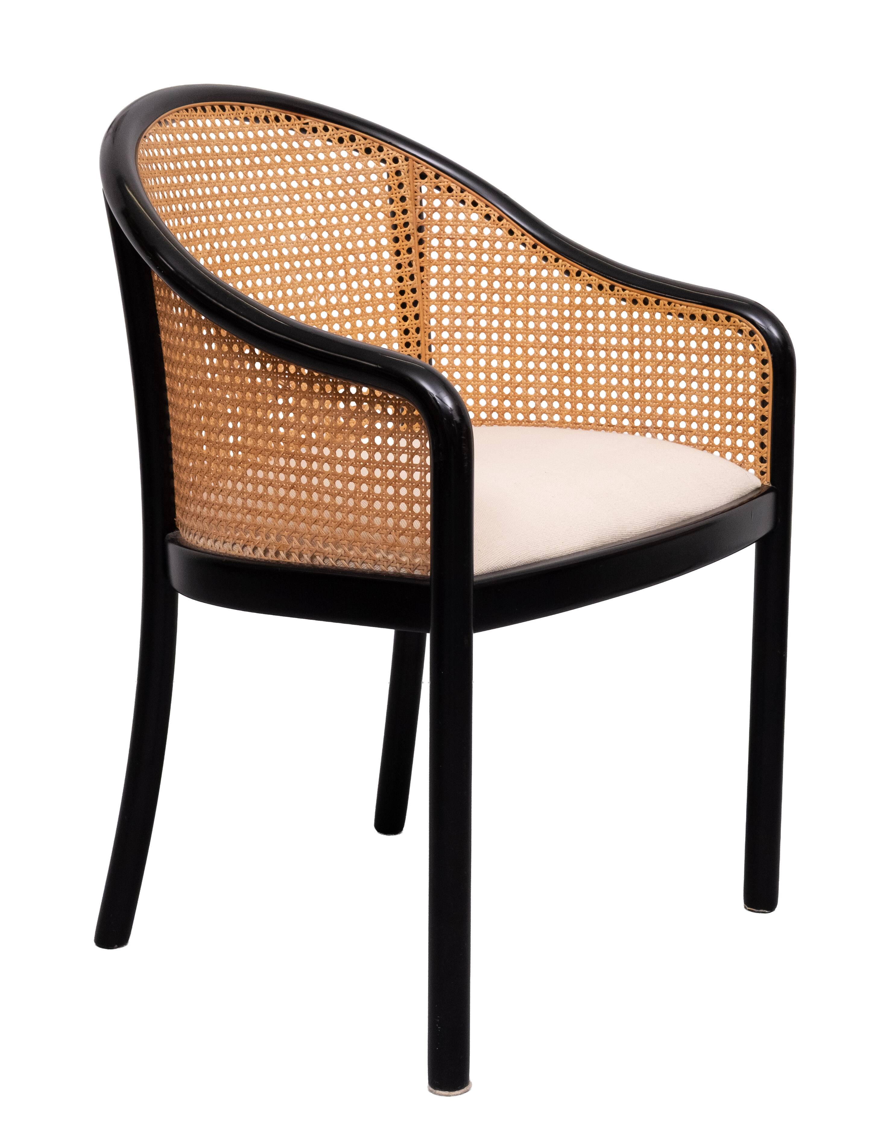 Chaises de salle à manger Ward Bennett en bois et en rotin, ensemble de 6