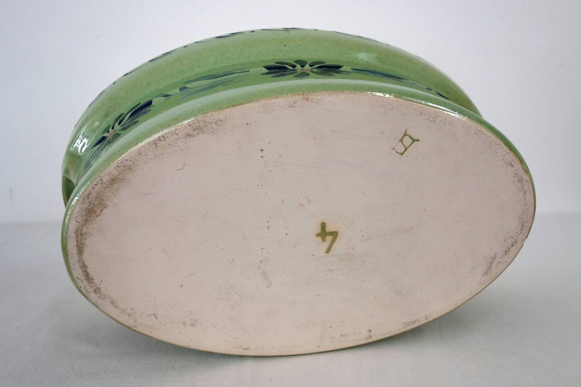 Large enameled ceramic terrine dish, vintage Alsace