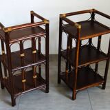 Set of 2 rattan side tables / bedside tables from the 60s