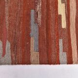 Large Woll Kilim Rug, Red Vintage Turkish kilim carpet 260x360 cm