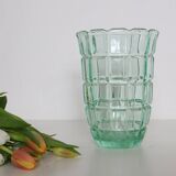 Green crystal vase, vintage French