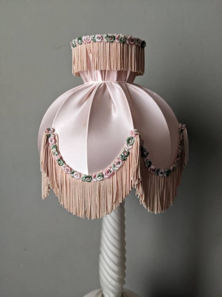 Pink frosted glass bedside table lamp, boudoir decoration