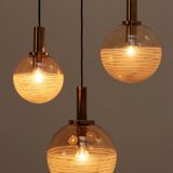 Vintage Set of three Glashutte Limburg hanging lamps, 1960s Germany.