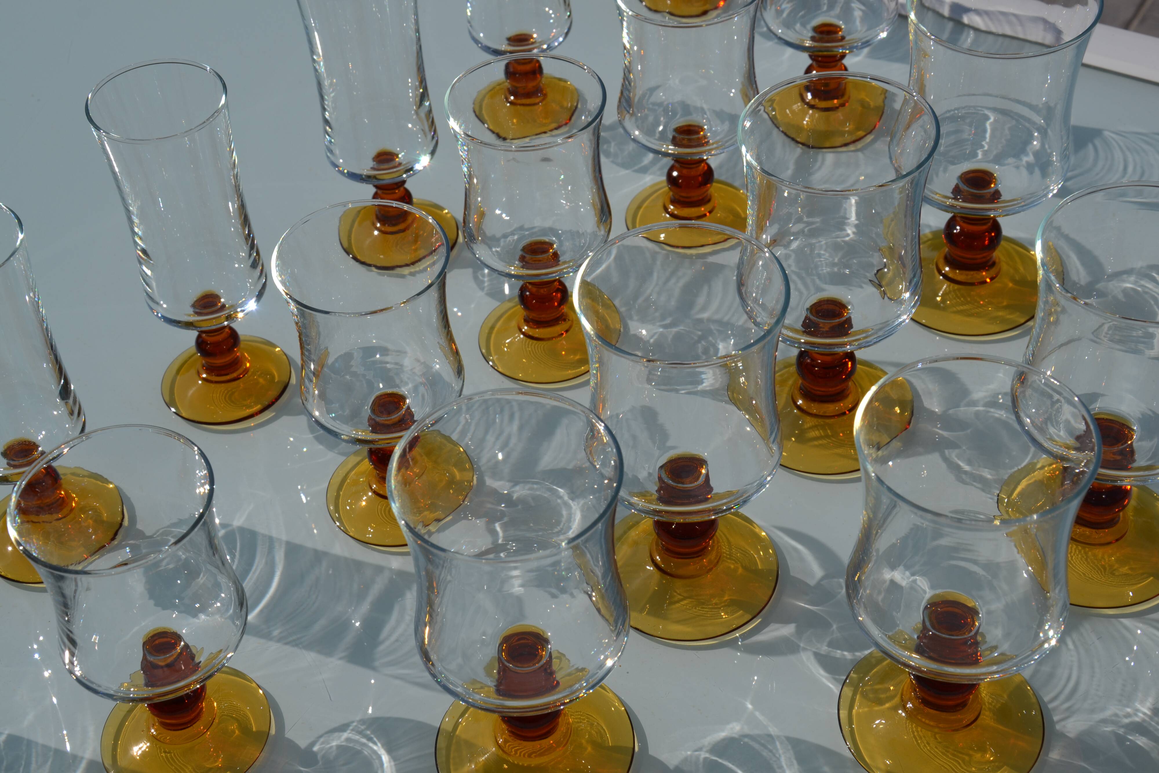 Ochre stemmed glasses from the 70s
