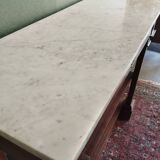 Solid wood console with white marble top in neoclassical style
