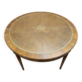 Table à manger ronde plateau cuir style Louis XVI
