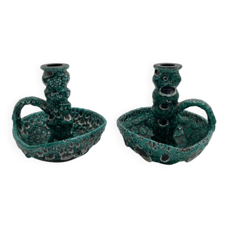 Set of two lamp bases, ceramic candlestick.