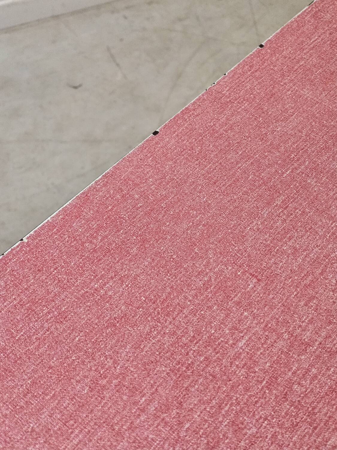 Large canteen table in pink formica and metal.