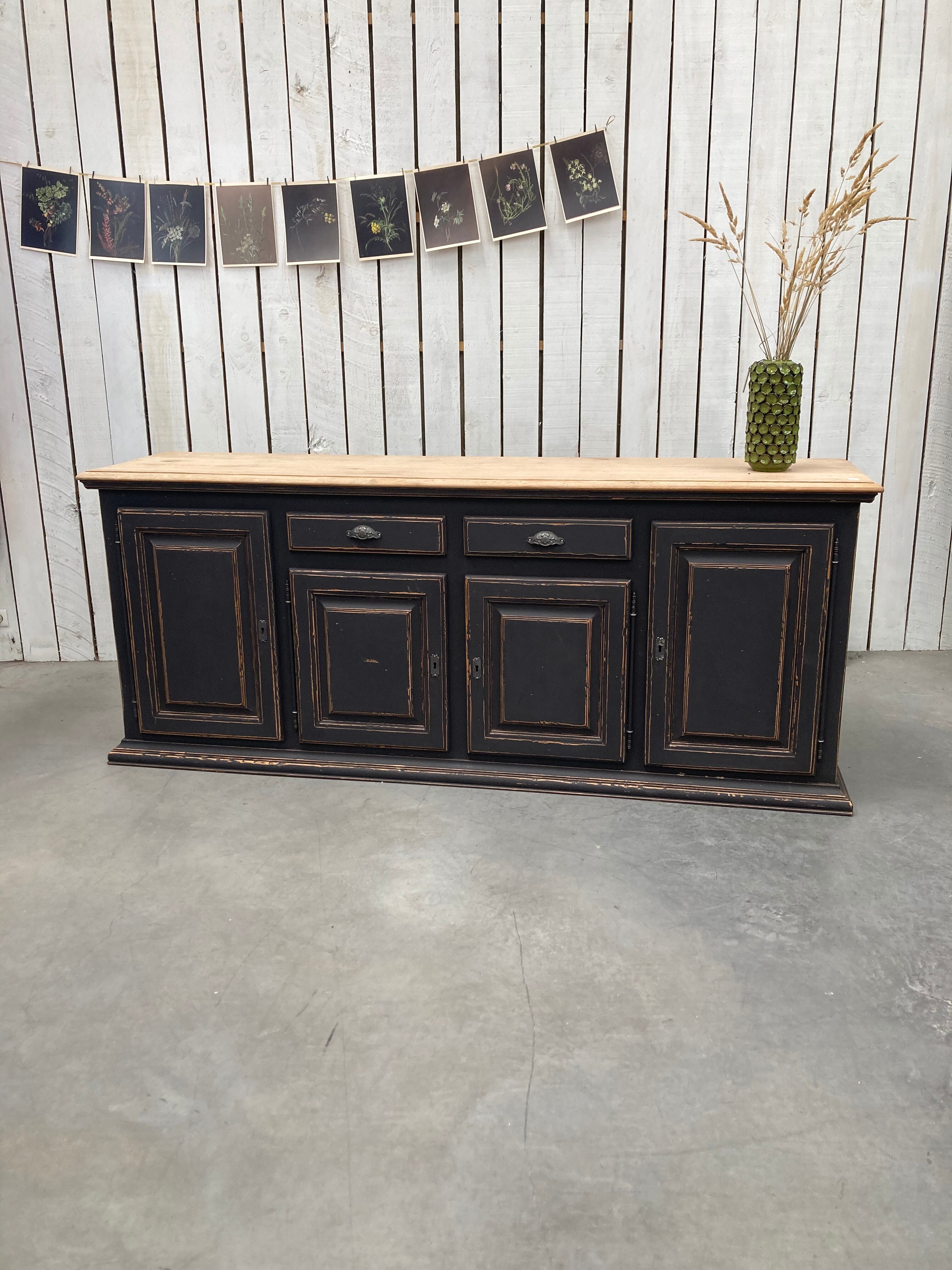 Old cabinet 4 doors 2 drawers in solid oak