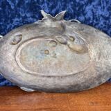 Large pocket tray with birds and cherries in silver-plated bronze