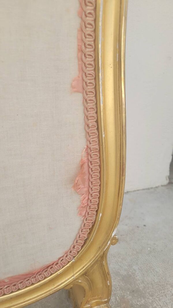 Pare-feu écran de cheminée style Louis xv en bois doré 19ème tapisserie